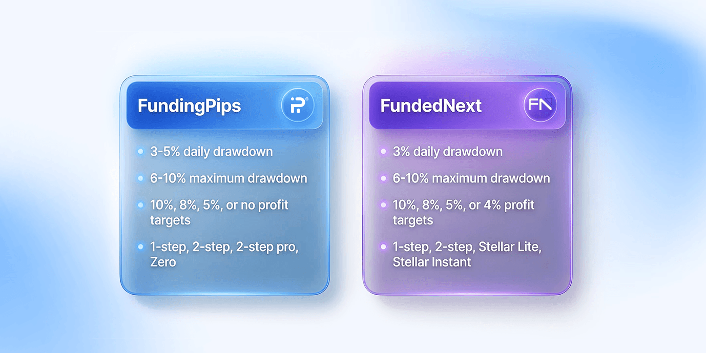 FundingPips Vs FundedNext | Evaluation Drawdowns and Profit Targets