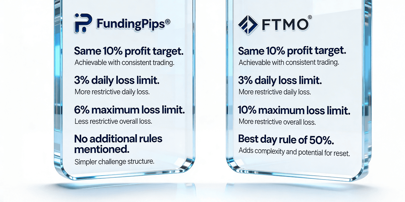 Profit Target and Drawdown Limits Compared: Same 10% But Different Difficulty Levels.