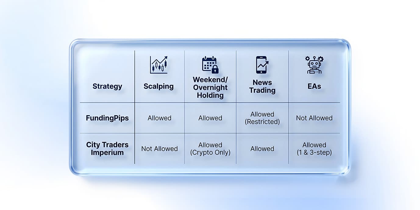 Trading Freedom Offered by FundingPips vs. City Traders Imperium
